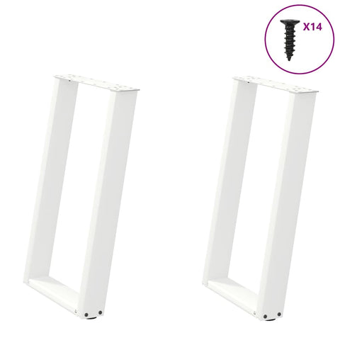 ZNTS vidXL Dining Table Legs U-Shaped 2 pcs White 60x cm Steel 4012789