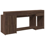 Desk with LED Lights Brown Oak 200x55x91 cm Engineered Wood 3309444