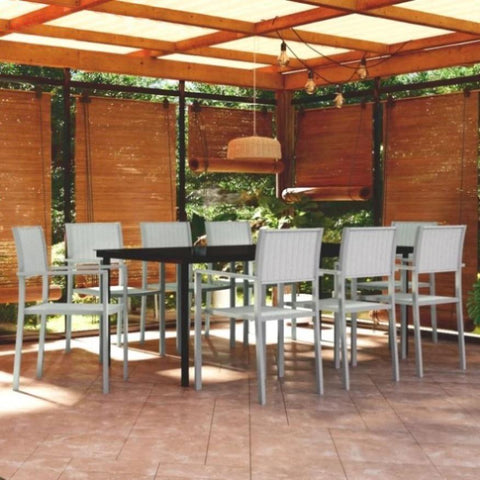 ZNTS 9 Piece Garden Dining Set White 3099262