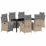 Garden Dining Set with Cushion 7 pcs Beige Poly Rattan 3380565
