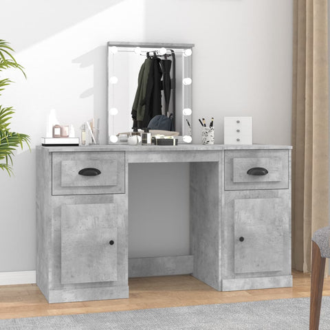 Dressing Table with LED Concrete Grey 130x50x132.5 cm 3185347