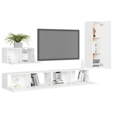 4 Piece TV Cabinet Set White Engineered Wood 3078676