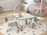 Height Adjustable Toddler Table and Chair Set, 3 Pcs Children Activity Table w/ 2 Chairs, for T3398P347725
