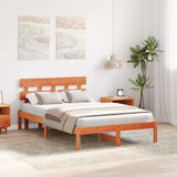 Bed Frame with Headboard Brown 120 x 190 cm Solid Pine wood 872169
