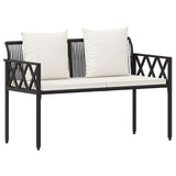 Outdoor Furniture Set 4 pcs Black and Cream White Poly Rattan 42025342