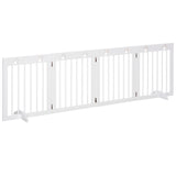 Freestanding Pet Gate 4 Panel Wooden Dog Barrier Folding Safety Fence with Support Feet up to 204cm T3398P349694