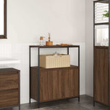Bathroom Cabinet with Shelves Brown Oak 76.5x35x95 cm 861921