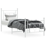 Metal Bed Frame without Mattress with Footboard White 75x190cm 374396