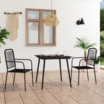 ZNTS 3 Piece Garden Dining Set Cotton Rope and Steel Black 3058277