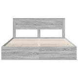 Bed Frame with Drawer Grey Sonoma 200 x 200 cm Engineer Wood 3409827