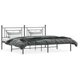Metal Bed Frame without Mattress with Headboard Black 200x200cm 374346