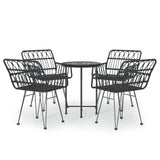 ZNTS 5 Piece Garden Dining Set Black Poly Rattan 3157838