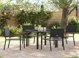 Garden Dining Set with Cushion 5 pcs Black Poly Rattan 3379703
