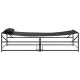 Garden Sunbed with Pillow 2 pcs Black Powder-Coated Steel 42003023