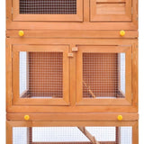 Outdoor Rabbit Hutch Small Animal House Pet Cage 3 Layers Wood 170161