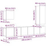 TV Wall Unit Wall-mounted 5 pcs Old Wood Engineered Wood 3402767