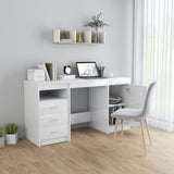 ZNTS Desk High Gloss White 140x50x76 cm Engineered Wood 3054786