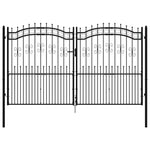 ZNTS Fence Gate with Spear Top Black 305x223 cm Powder-coated Steel 151098