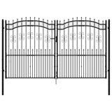 ZNTS Fence Gate with Spear Top Black 305x223 cm Powder-coated Steel 151098