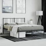 Metal Bed Frame without Mattress with Headboard Black 140x190cm 352480