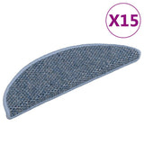 Stair Mats Self-adhesive Sisal-Look 15 pcs 56x17x3 cm Blue 326862