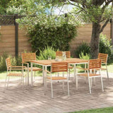 Garden Dining Set 7 pcs Solid Teak Wood and Stainless Steel 3334784