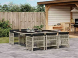 7 Piece Garden Dining Set with Cushions Light Grey Poly Rattan 3210911