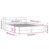 Bed Frame Smoked oak Engineered wood, Plywood King Modern 3207417
