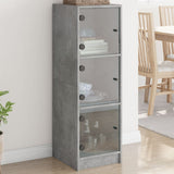 Highboard with Glass Doors Concrete Grey 35x37x109 cm 836388