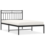 Metal Bed Frame without Mattress with Headboard Black 107x203cm 373687