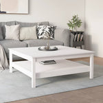 ZNTS Coffee Table White 100x100x40 cm Solid Wood Pine 814295