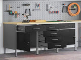 Work Cabinet with Drawer 3 pcs Black and Grey 150 x 55 x 85 cm 3321370