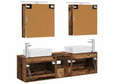 Bathroom Furniture Set 5 pcs Old Wood Engineered Wood and Glass 3406845