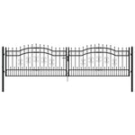 ZNTS Fence Gate with Spear Top Black 406x151 cm Powder-coated Steel 151100