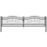 ZNTS Fence Gate with Spear Top Black 406x151 cm Powder-coated Steel 151100