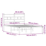 Metal Bed Frame without Mattress Smoked Oak 135x190 cm Double 4017052