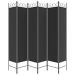 6-Panel Room Divider Black 240x200 cm Fabric 350161