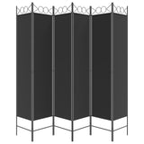 6-Panel Room Divider Black 240x200 cm Fabric 350161