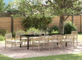 Garden Dining Set with Cushion 9 pcs Beige and Black Rattan 3380833