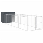 Dog House with Run Anthracite 214x865x181 cm Galvanised Steel 3189122