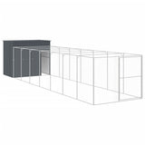 Dog House with Run Anthracite 214x865x181 cm Galvanised Steel 3189122