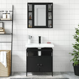 ZNTS 2 Piece Bathroom Furniture Set Black Engineered Wood 3214715
