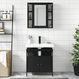 Bathroom Furniture Set Black Engineered Wood 3214715