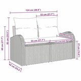Garden Sofa with Cushion Beige 124 x 62 x 69cm Poly Rattan 42006735