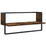 4 Piece Wall Shelf Set with Bars Smoked Oak Engineered Wood 836310