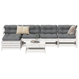 6 Piece Garden Sofa Set White Solid Wood Pine 3250925