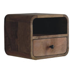 Extra Mini Wall Mounted Curved Oak-ish Bedside with Open Slot IN3902