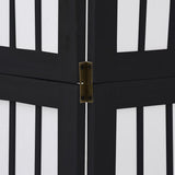 Room Divider 3 Panels Black Solid Wood Paulownia 358765