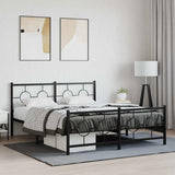Metal Bed Frame without Mattress with Footboard Black 150x200cm 376246