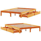 Bed Frame with Drawers without Mattress Wax Brown 140x190 cm 3301962